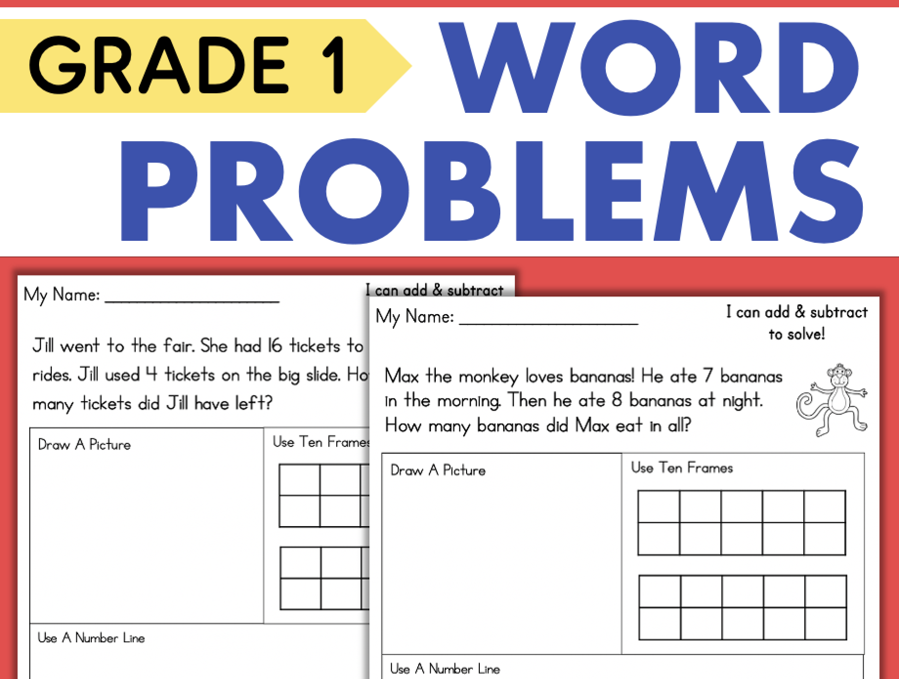 First Grade Word Problems Addition and Subtraction within 20